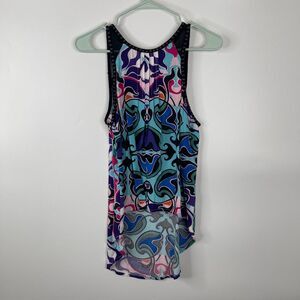 Nicole‎ by Nicole Miller Womens Top Size XS Colorful Sleeveless Beads Workwear